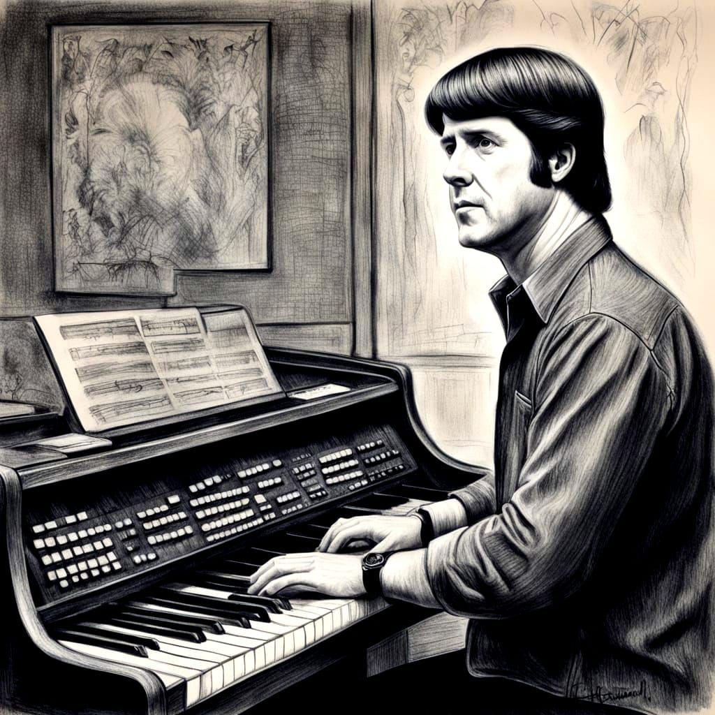 Brian Wilson Charcoal Portrait, Retro Style