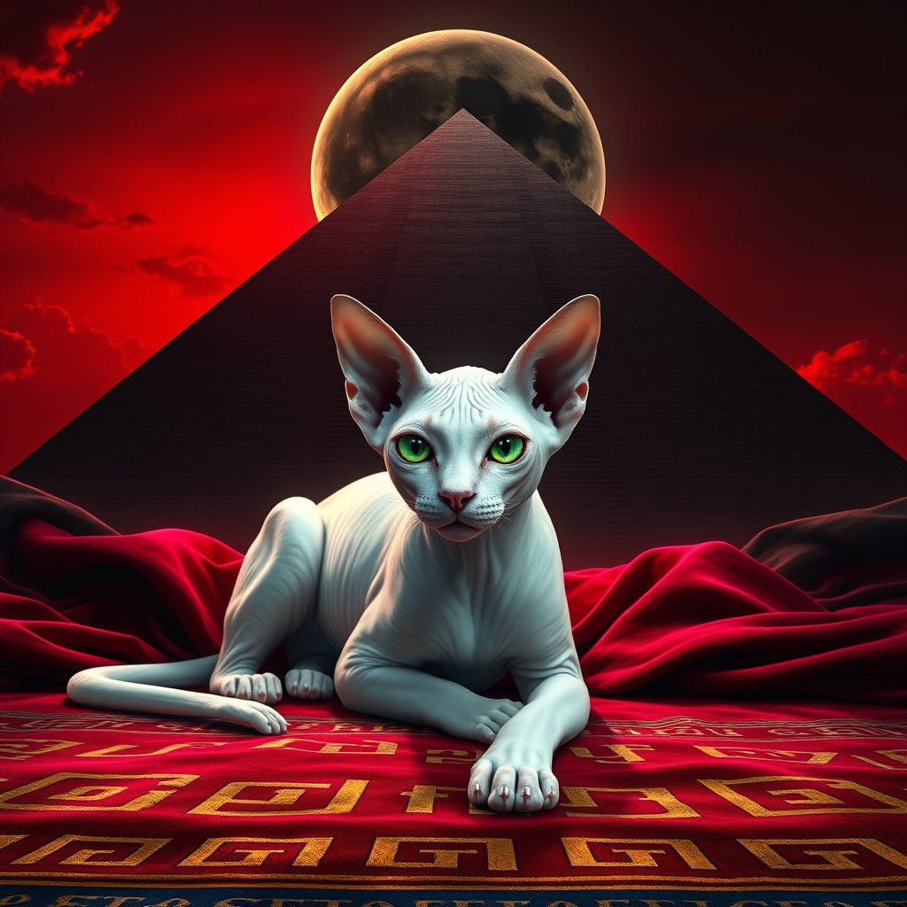 Regal Sphynx Cat in Ancient Egypt Concept Art