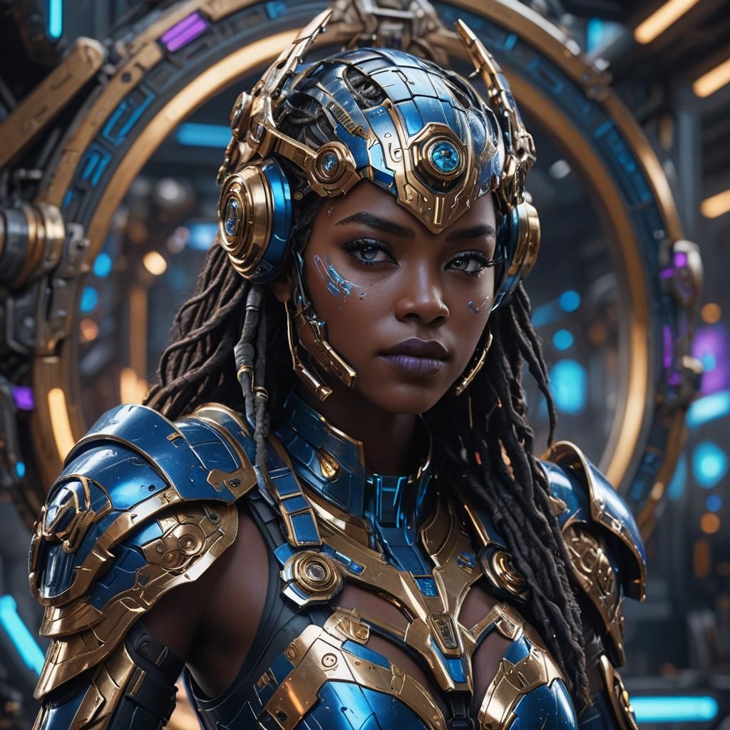 Valkyrie Woman in Sci-Fi Armor, Digital Art
