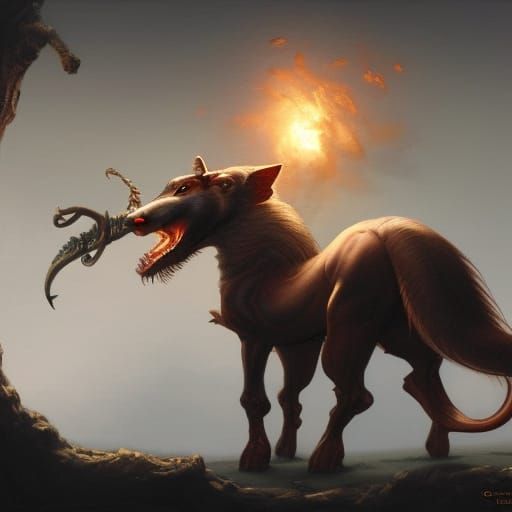 Opossum Centaur in Dark Fantasy Style