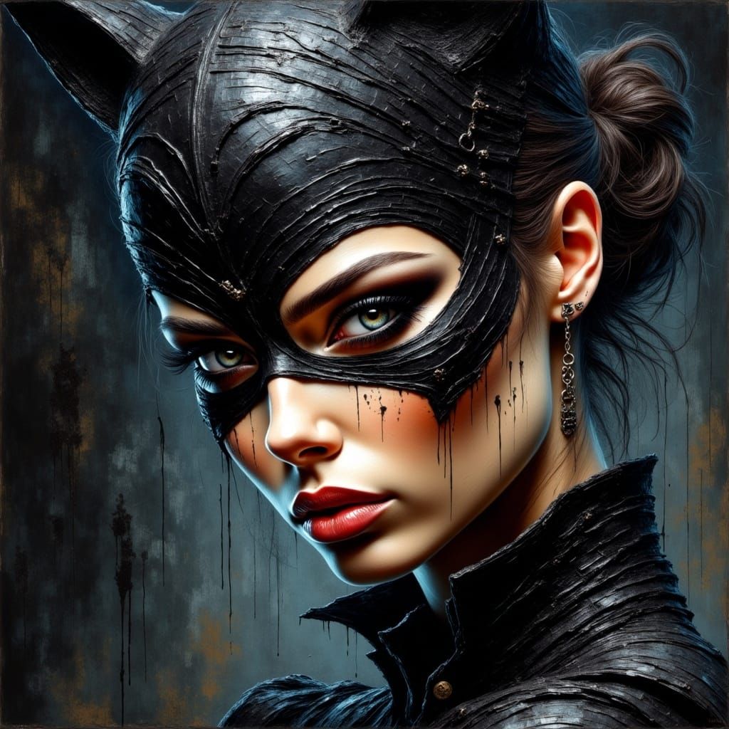 Macabre Black Cat in Dark, Moody Style