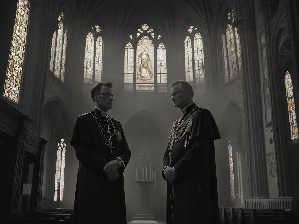 Deputy and Bishop in Ornate Church, Portrait Photography