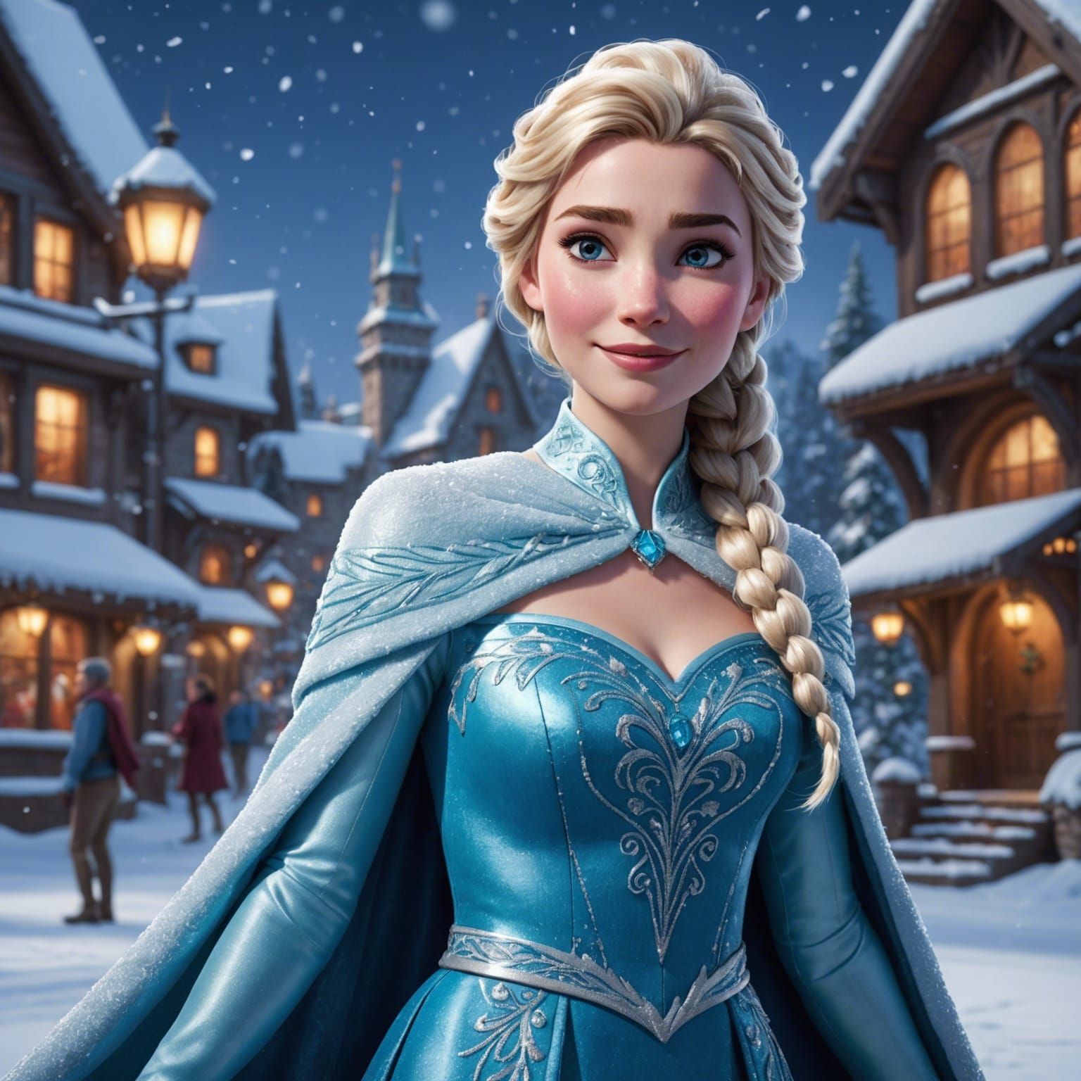 Elsa in Detailed Snow Environment, Cinematic Lighting