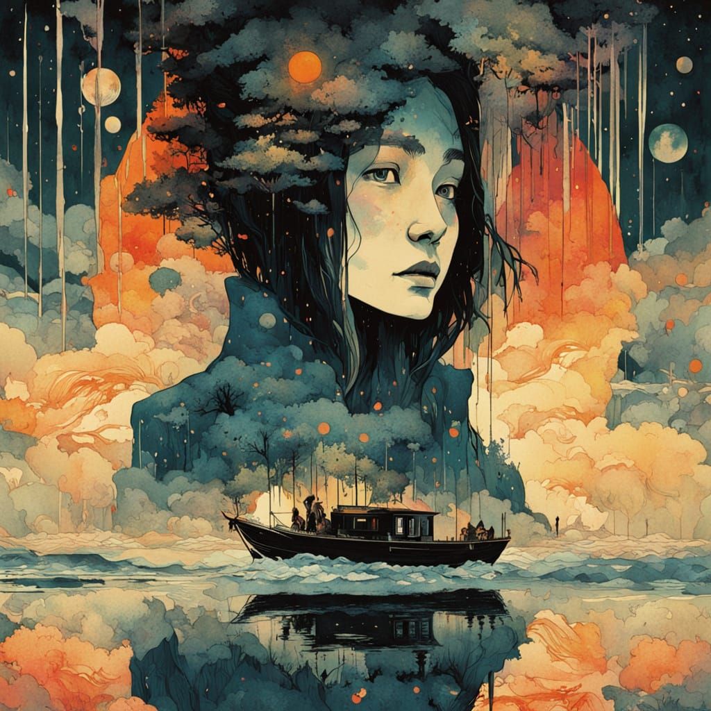 Surreal Galaxy World with Tiger Silhouette in Hyper-Detailed...