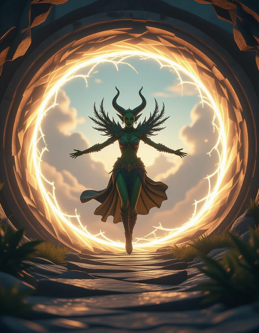 Goblin Goddess Descends Through Fractal Portal