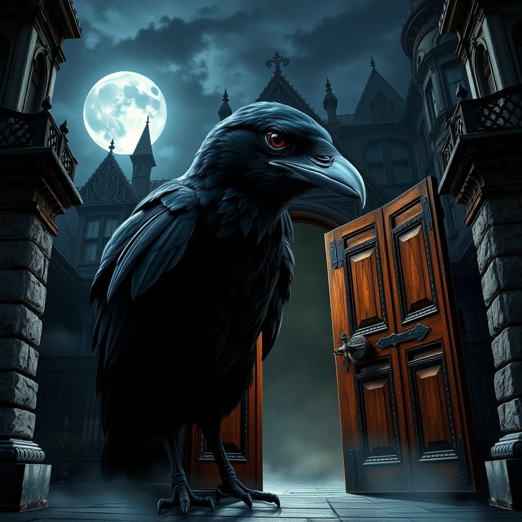 Ethereal Victorian Mansion Under Moonlit Shadows