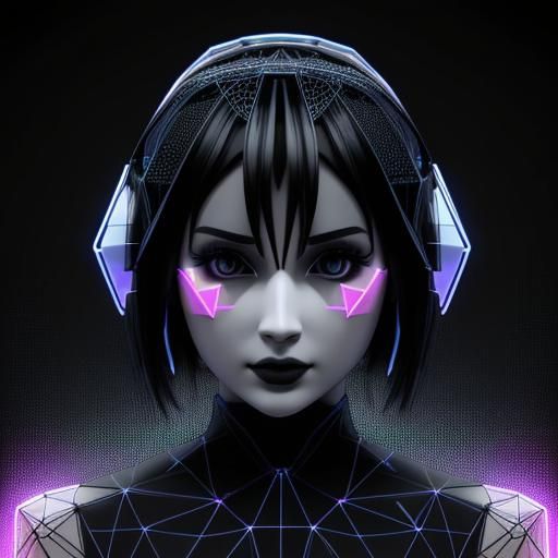 Neon Polygon Wireframe Human in 3D Style