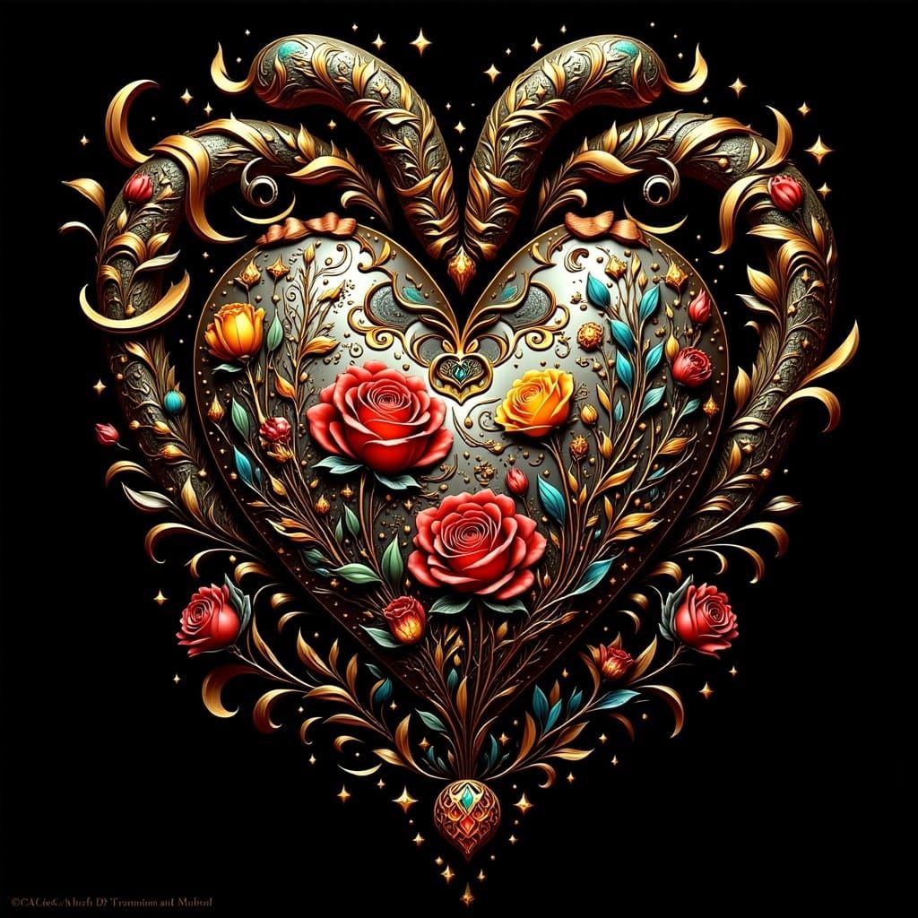 Stylized Heart in Klimt, Rothko, Garcia Styles