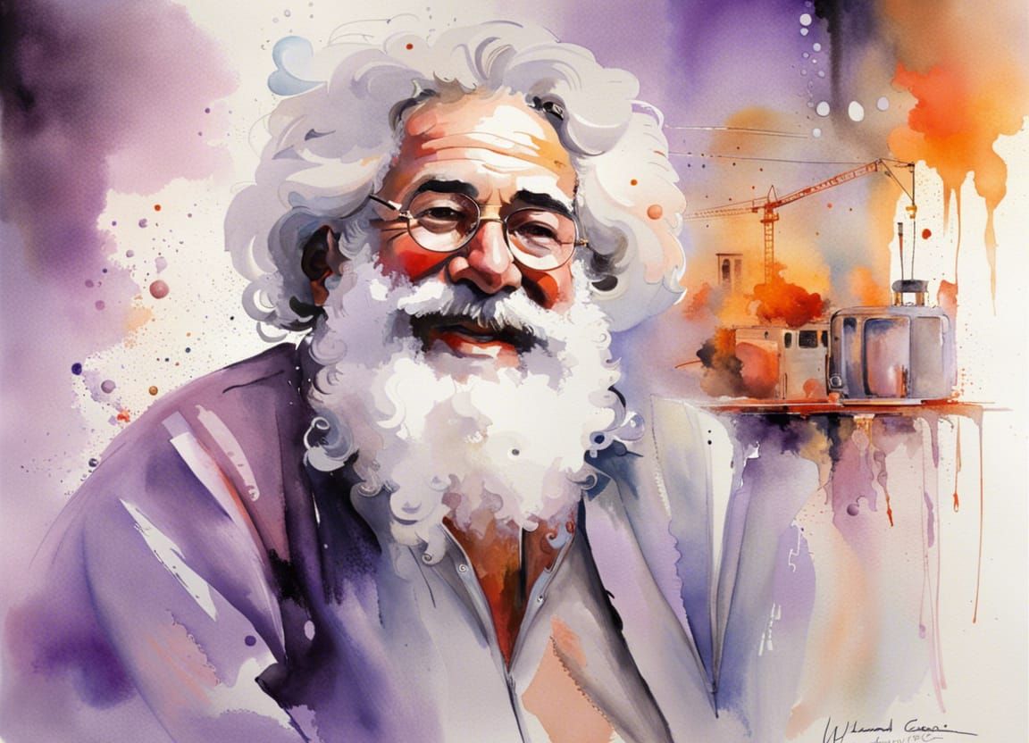 Jerry Garcia as Construction Worker in Splash Art Style