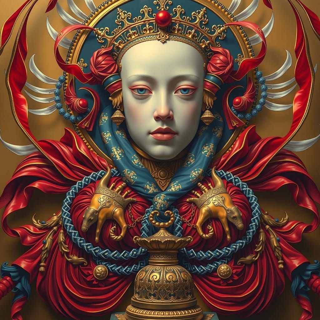 Detailed Sculpture with Gold and Silver Filigree