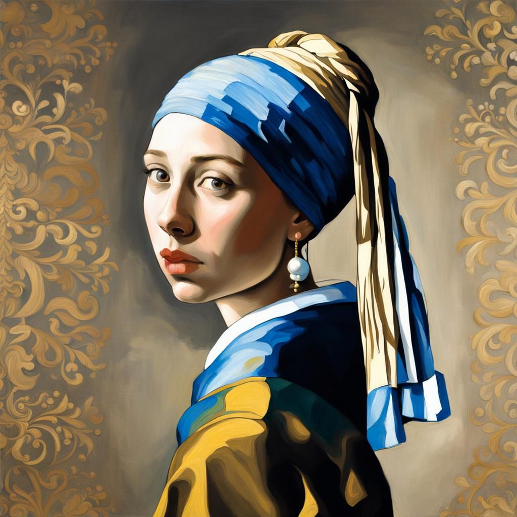 Girl with Pearl Earring in Starry Night