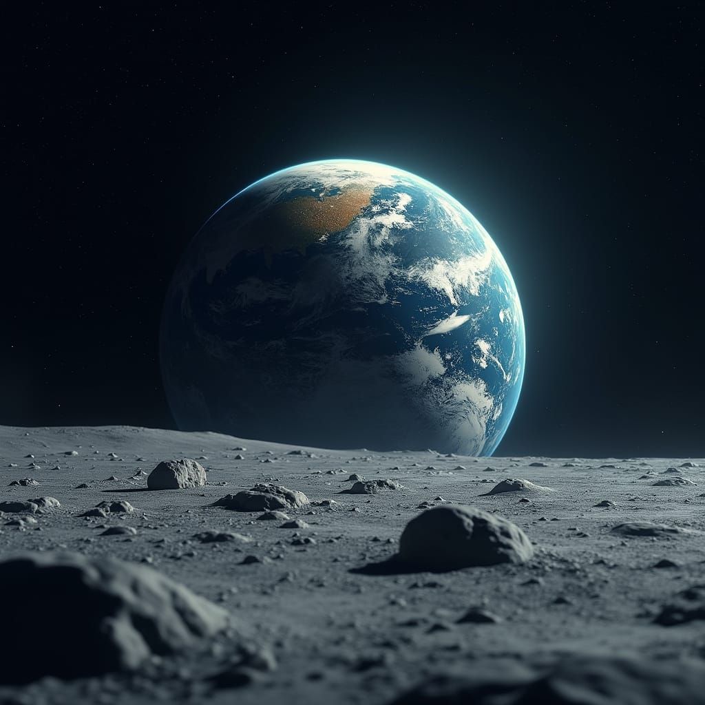 Majestic Planet Earth from Lunar Surface in Stunning HDR