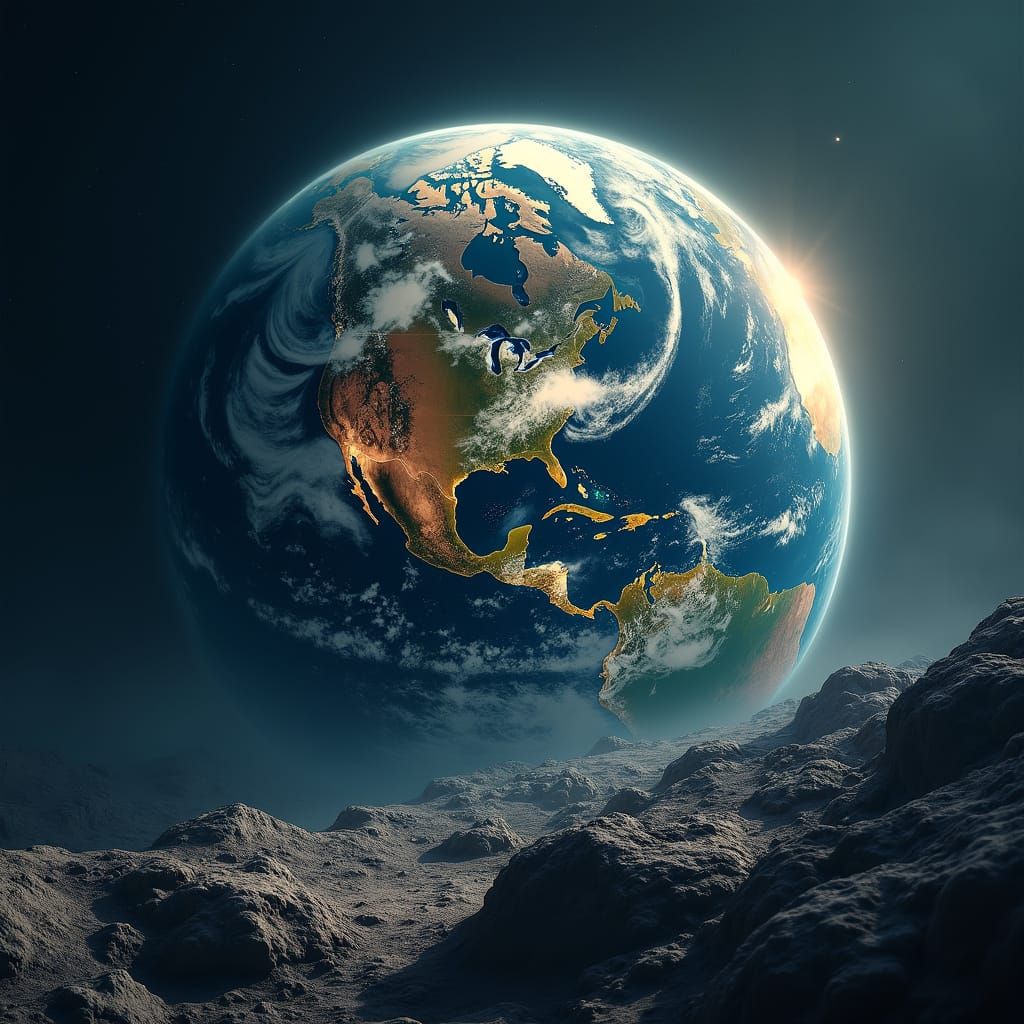 Ethereal Earthscape from Lunar Perspective