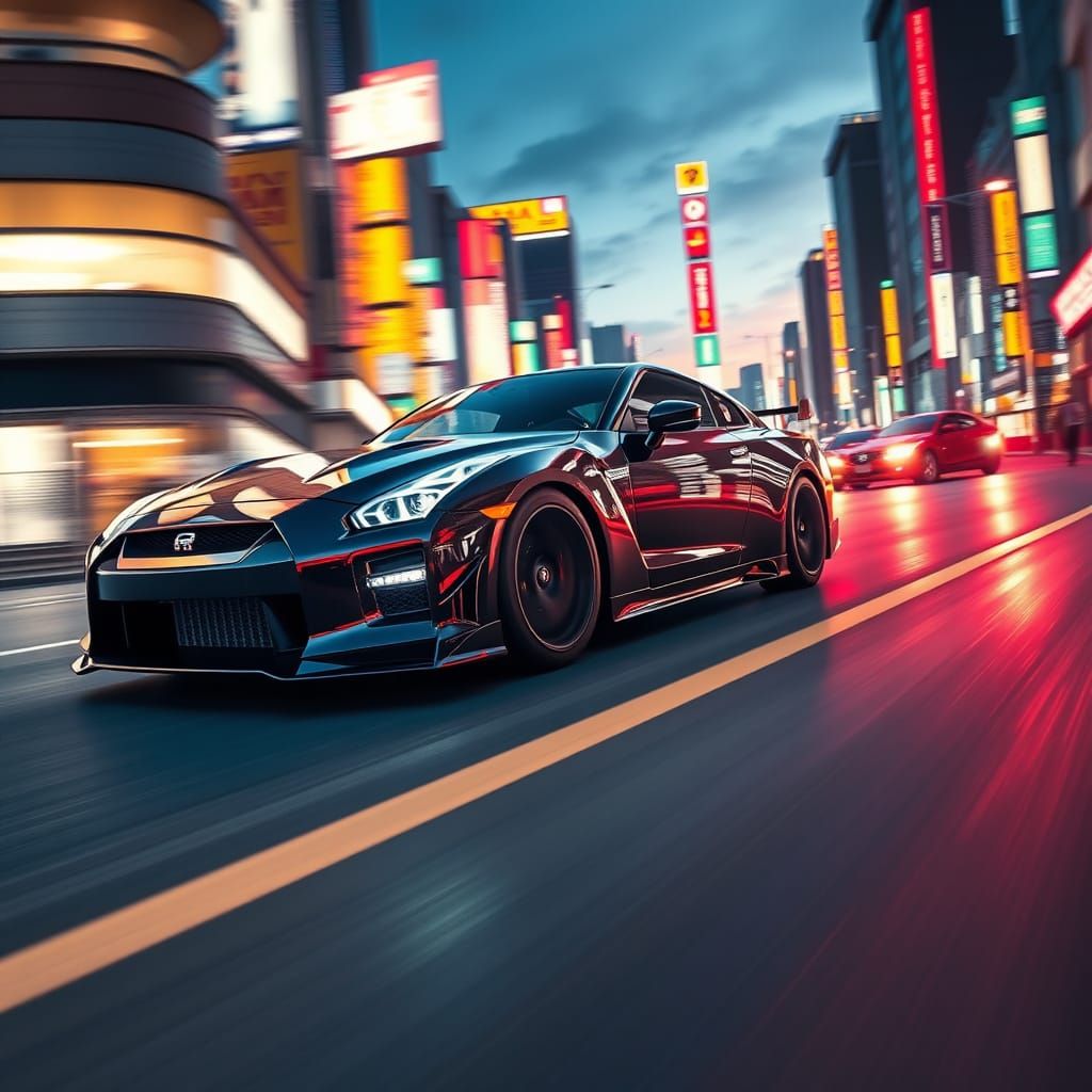 Nissan GT-R Races Through Neon Tokyo