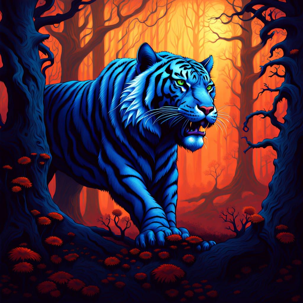 Majestic Saber Tooth Tiger in Mystical Forest
