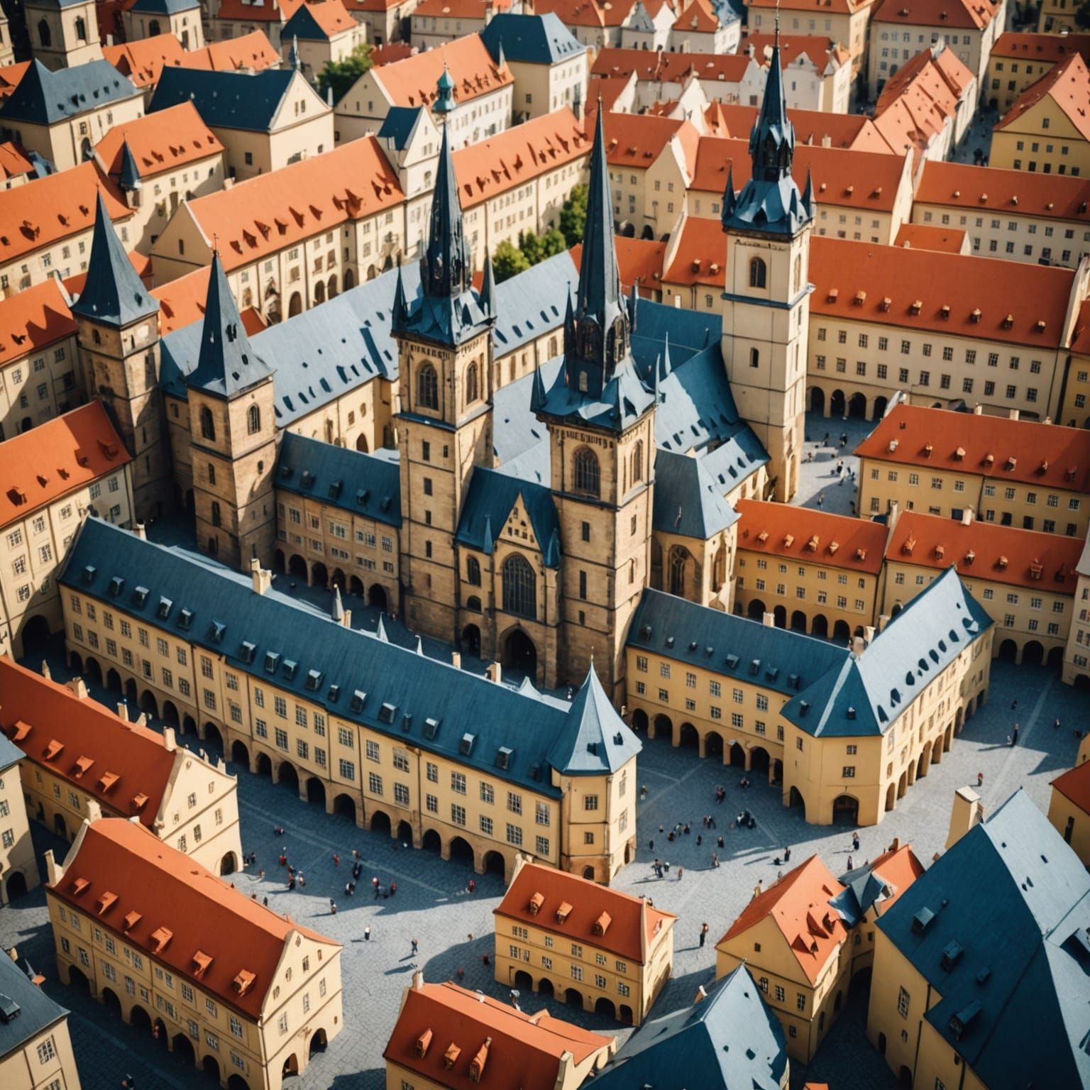 A representation of the busy courtyard of Prague Castle Orig...