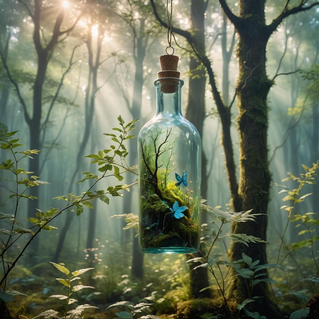 Forest in a Bottle: Dreamlike Impressionist Fantasy