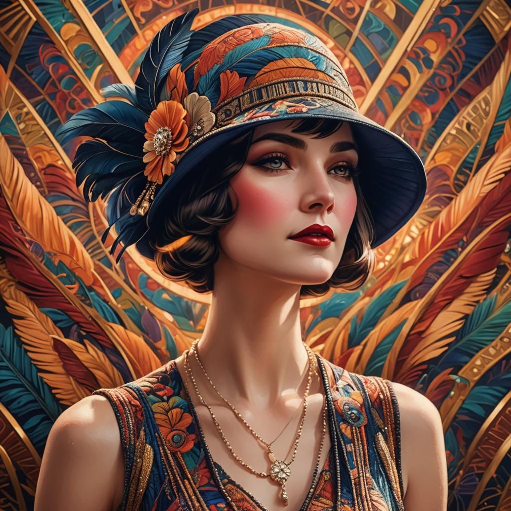 Roaring 20s Flapper in Art Deco Style