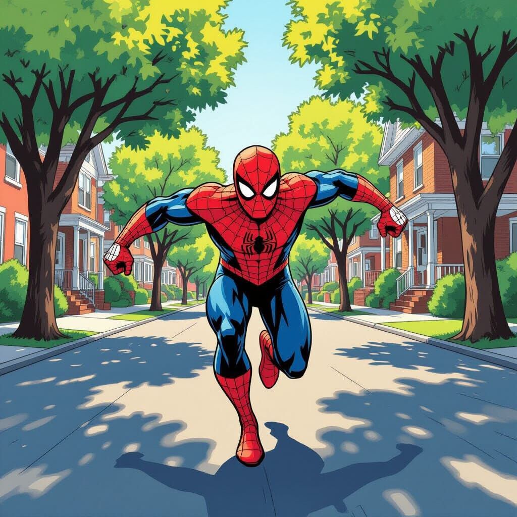 Spider-Man Races Through Queens in Classic Comic Style