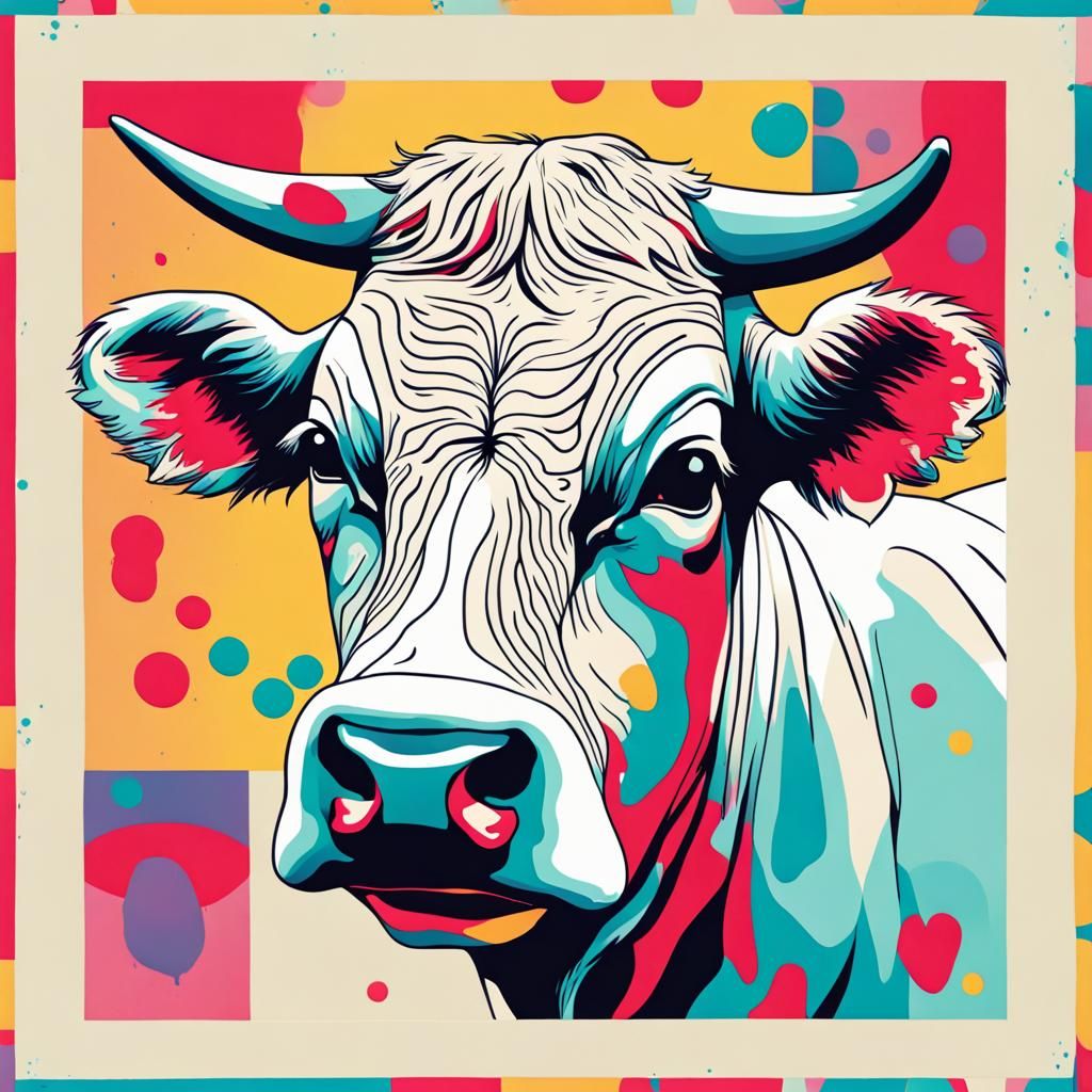 Strawberry Spotted Cow in Pop Art Screen Print