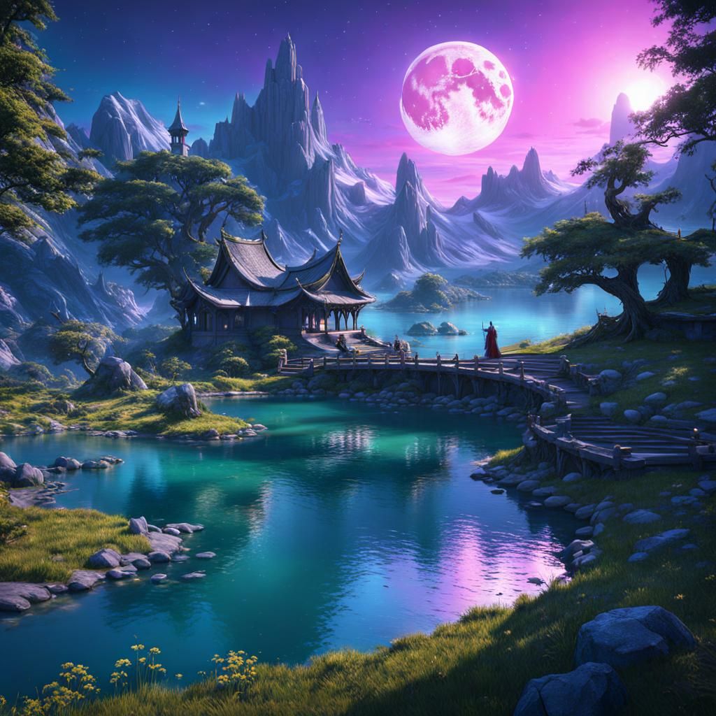 Romantic Elf Under the Moon: Fantasy Concept Art