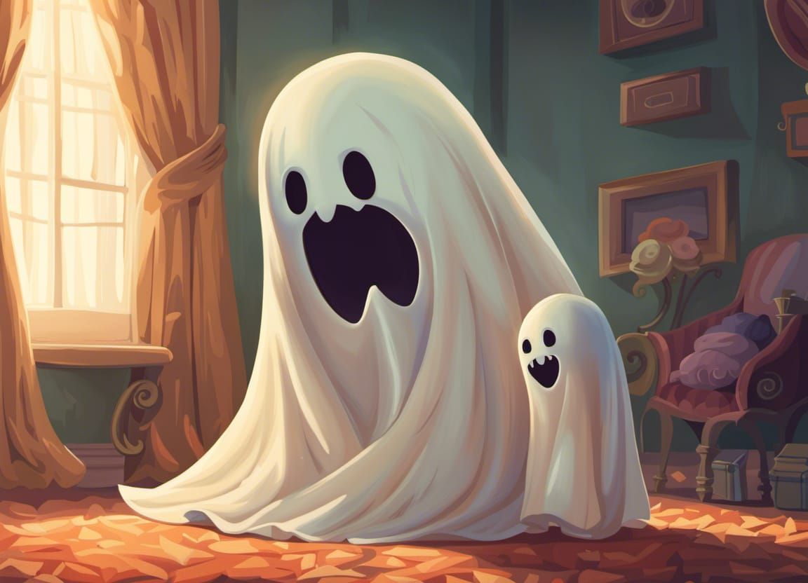 Cute Little Ghost Baby Hiding Behind Mother
