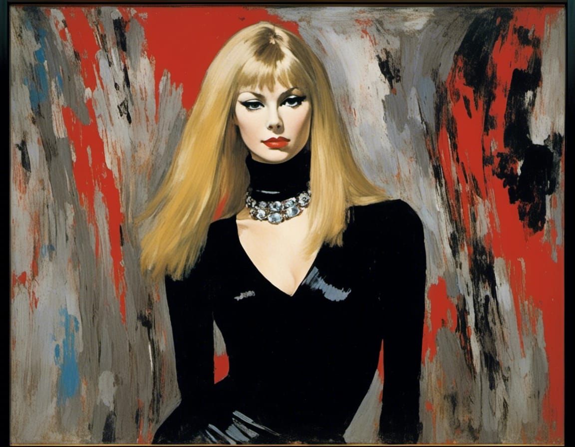 Impressionist Portrait with Bold Paint Stroke Background