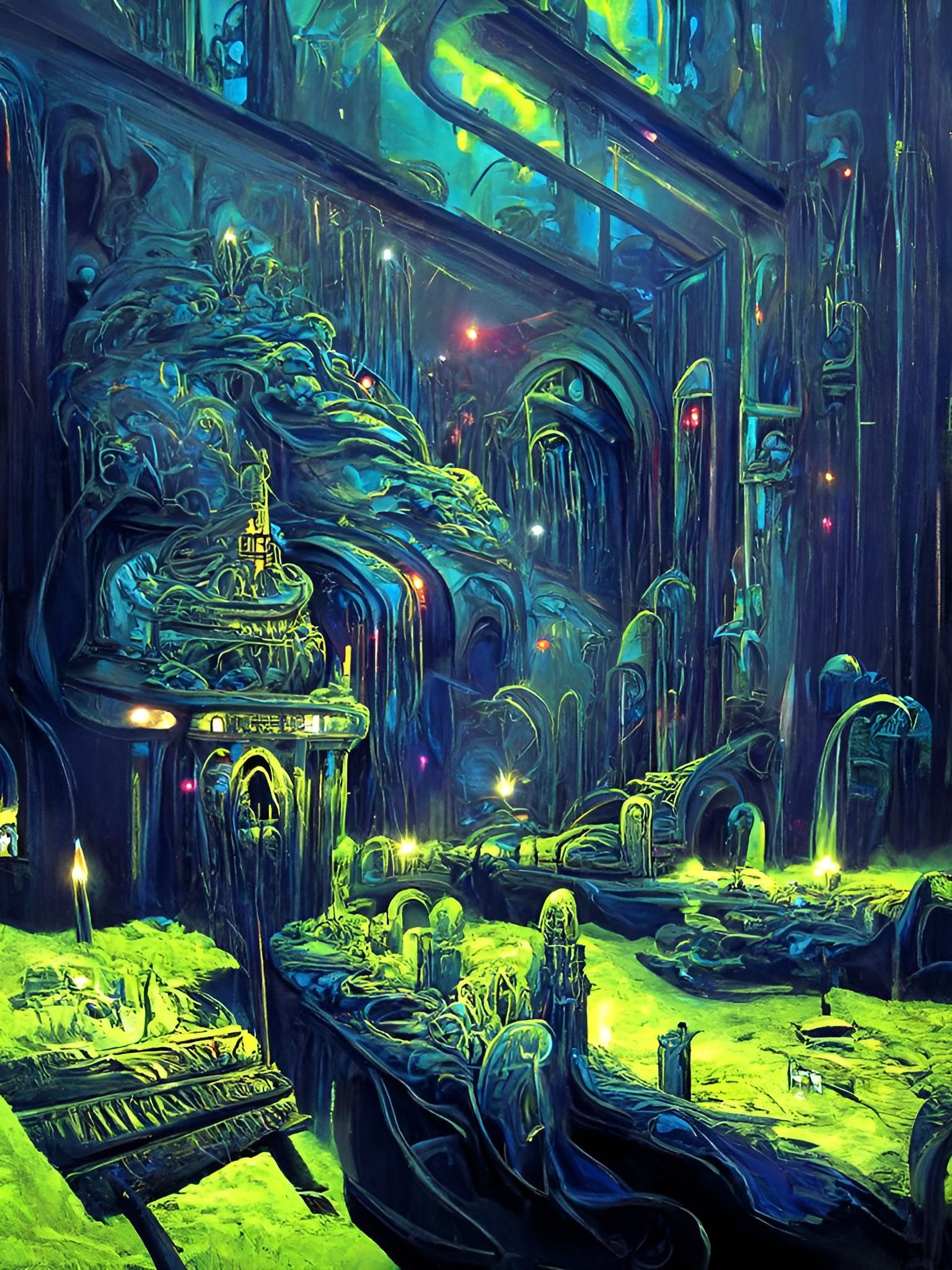 Neon Fantasy Tavern: Bioluminescent Alchemy Lab