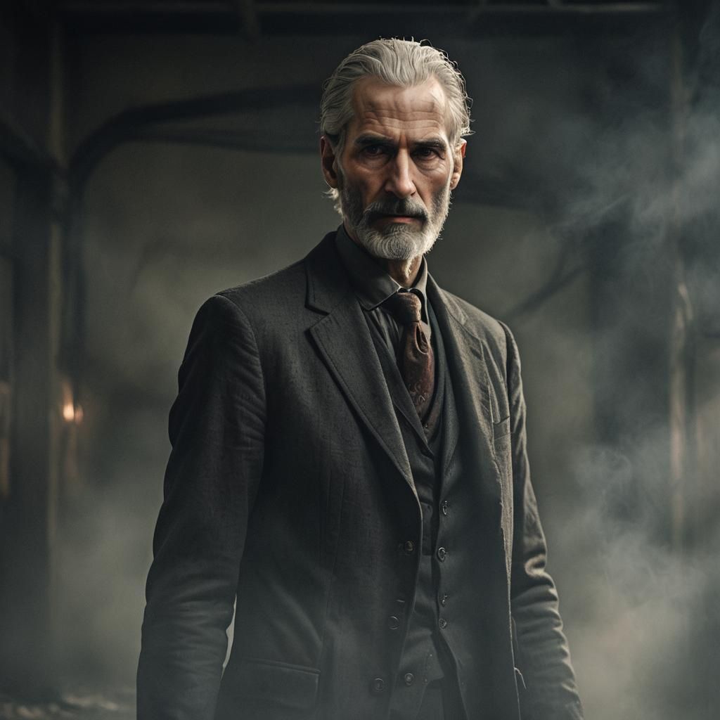 High-Resolution Portrait of Slender Man in Atmospheric Light...