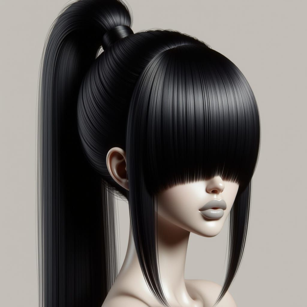 Whimsical Woman with Dramatic Bangs Portrait