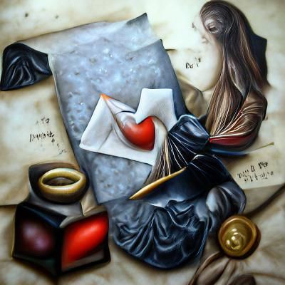 Dark Love Letter Painting on Parchment