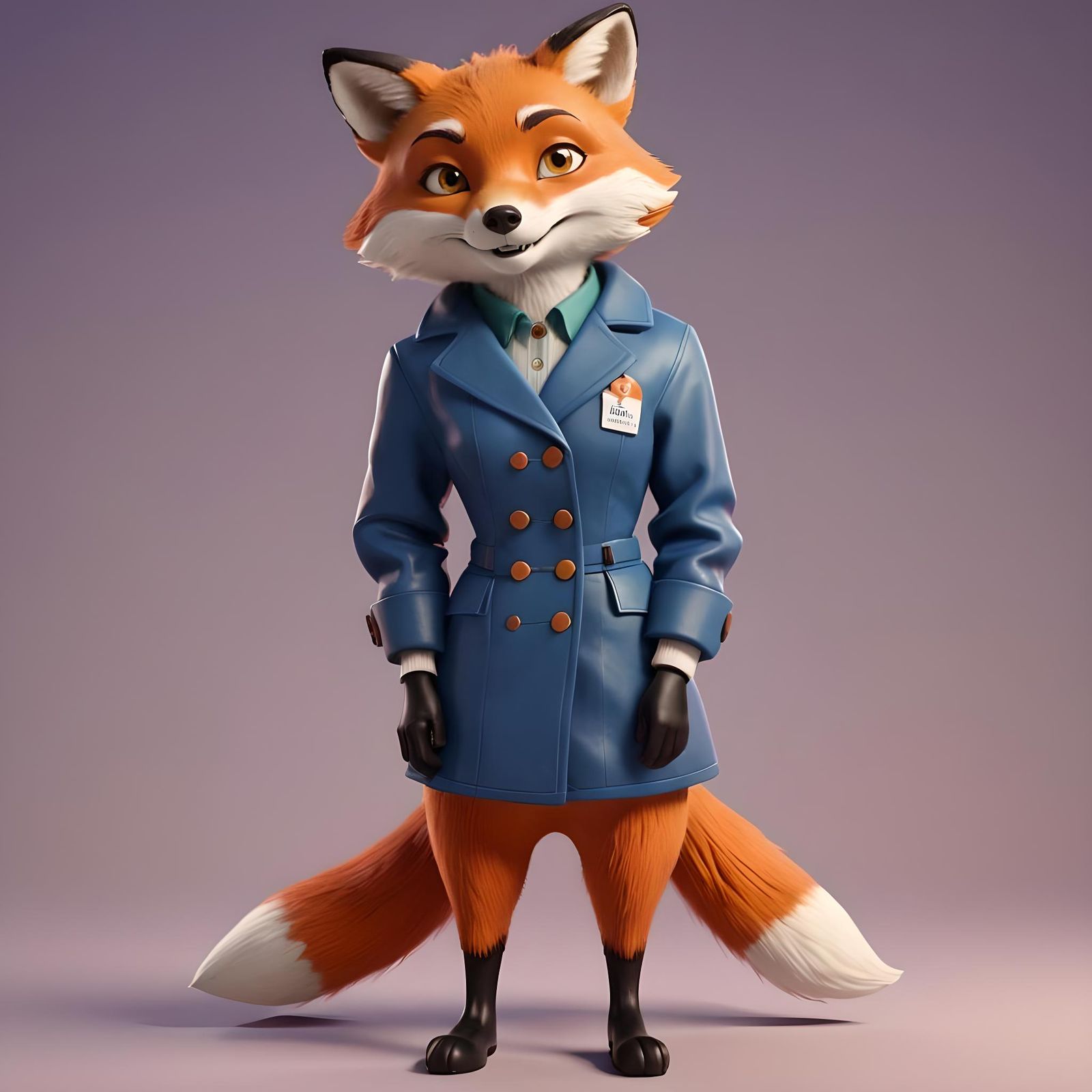 Anthropomorphic Fox in Pixar Style 3D Rendering
