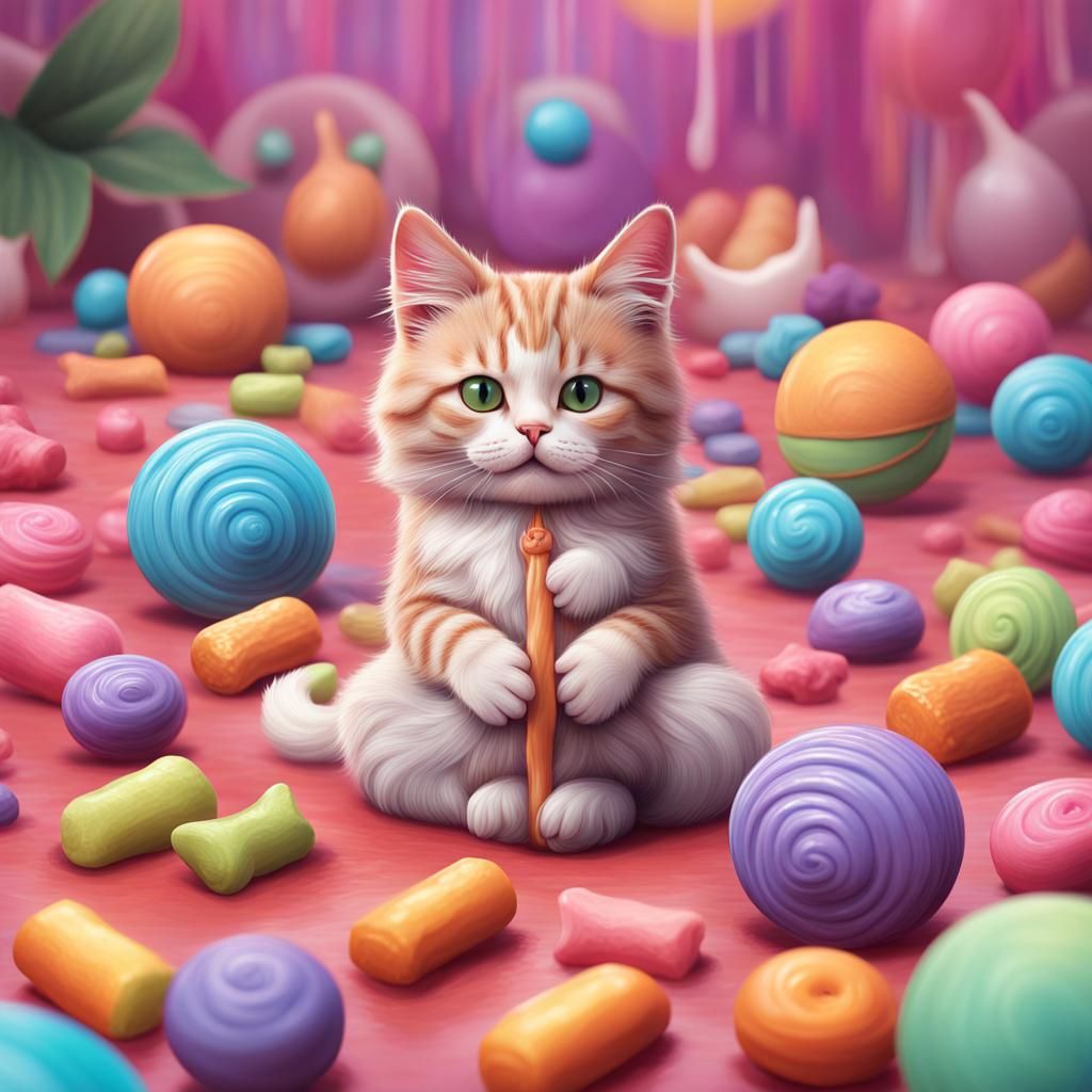 Yoga Cats in a Candy Art Style