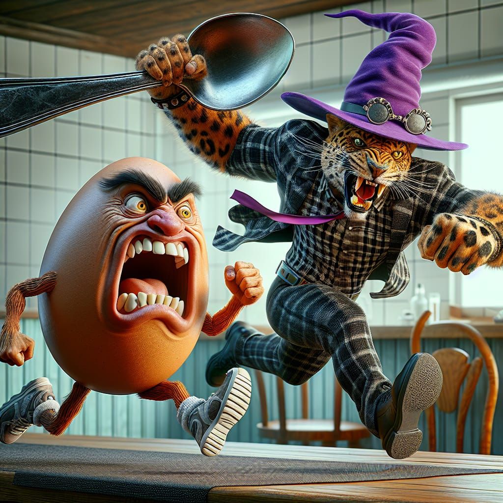 Caveman Egg in High-Speed Escape from Leopard Diner Heist