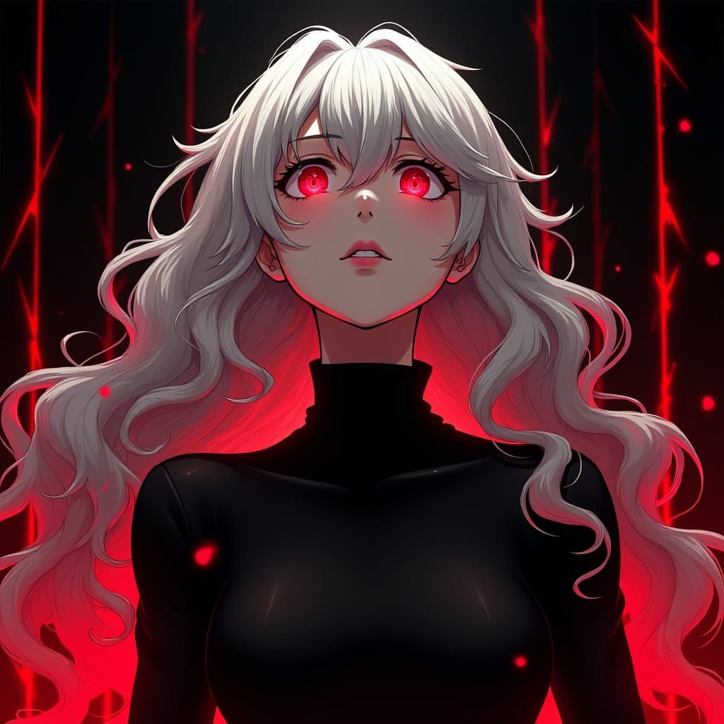 Anime Portrait: Arrogant Woman with Red Eyes