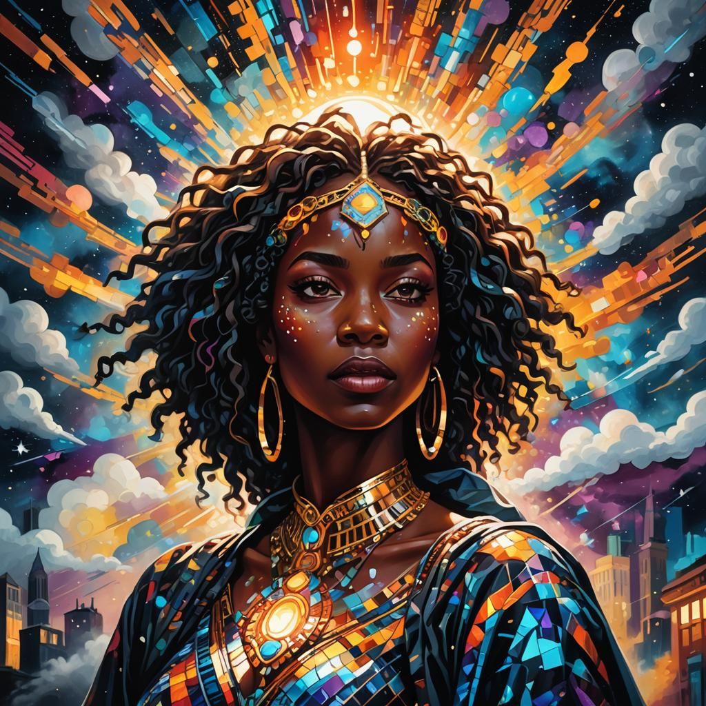 heavenly sunshine beams divine bright soft focus holy in the clouds A captivating dark fantasy illustration of a black w...