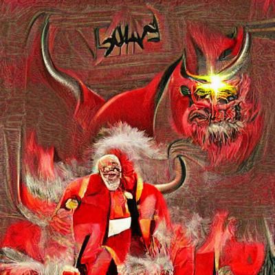 Satirical Santa Claus Portrait with Demonic Features