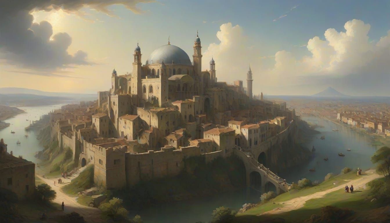 Byzantine Metropolis Amidst Rolling Hills