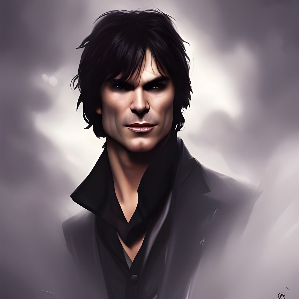 Damon Salvatore Portrait in Hyperdetailed Art Style
