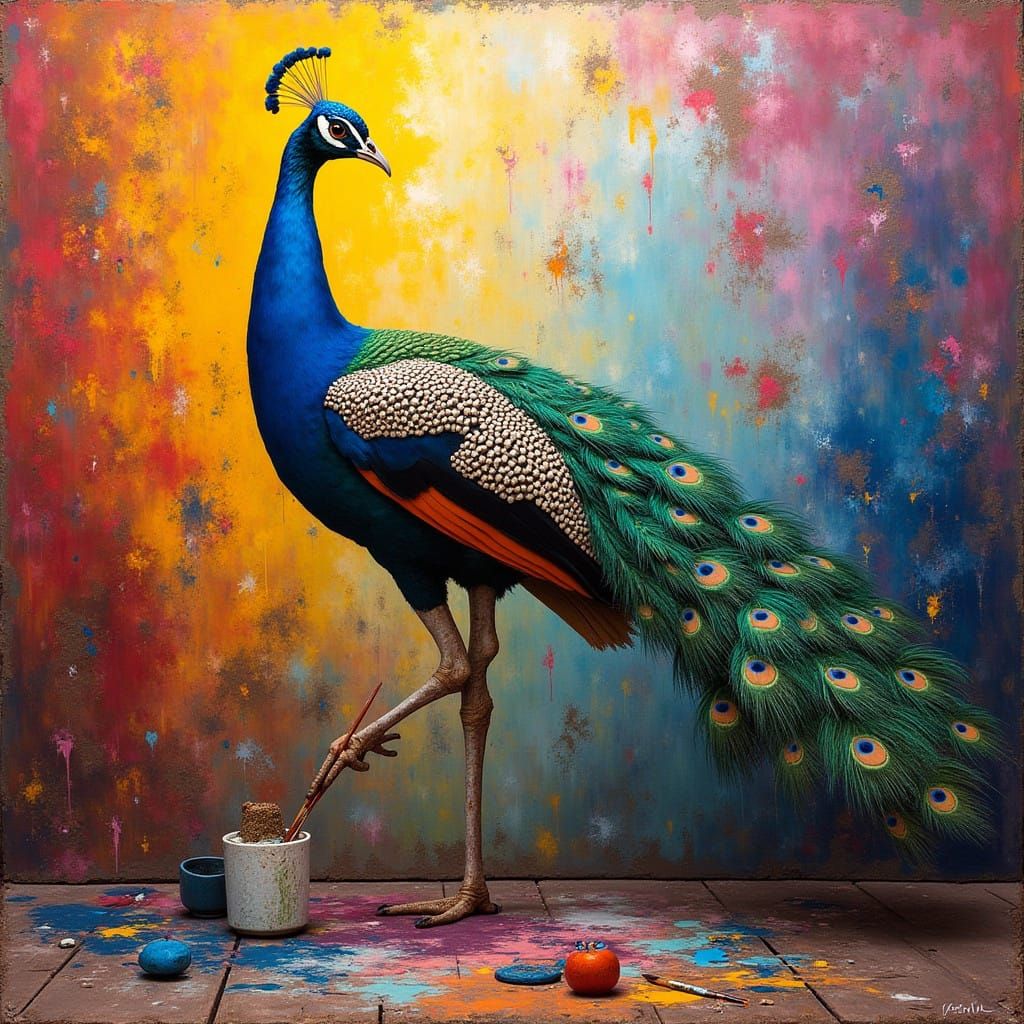 Vibrant Peacock Masterpiece in Iridescent Colors
