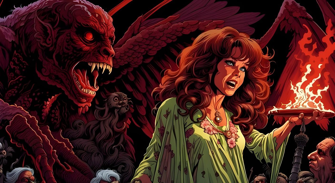 Horrifying Exorcist Scene in a Detailed Horror Art Style