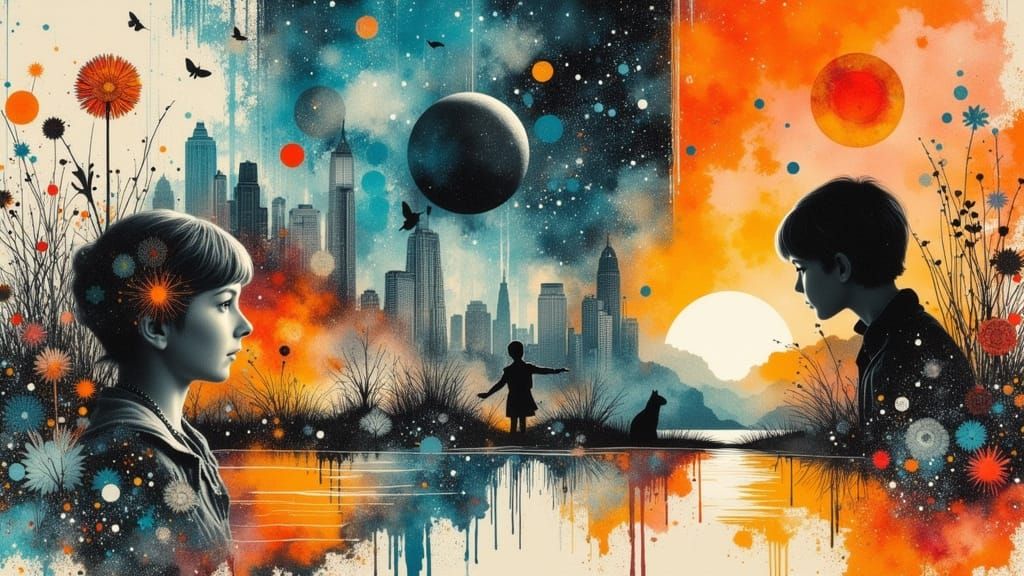 Playful Curiosity: A Surreal 3D Mixed Media Collage