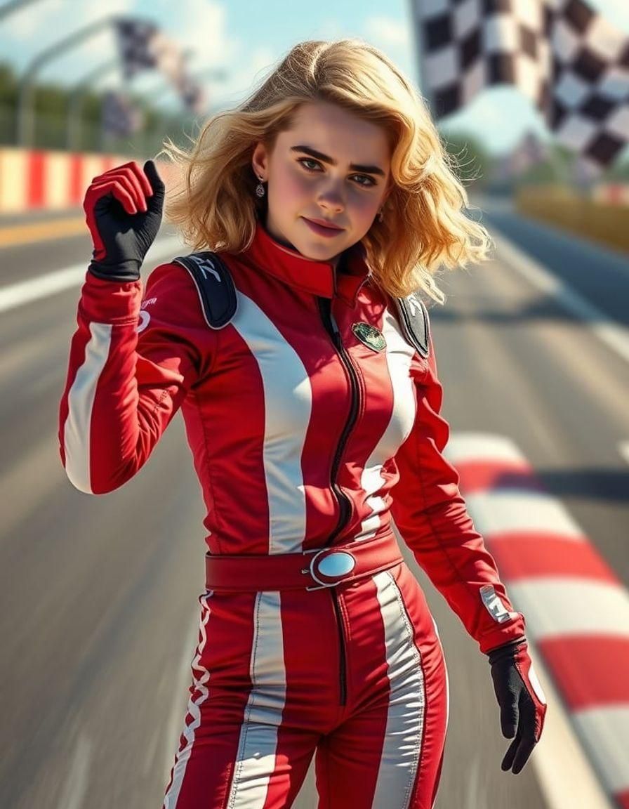 Actress as High-Speed Racer in Cinematic Style