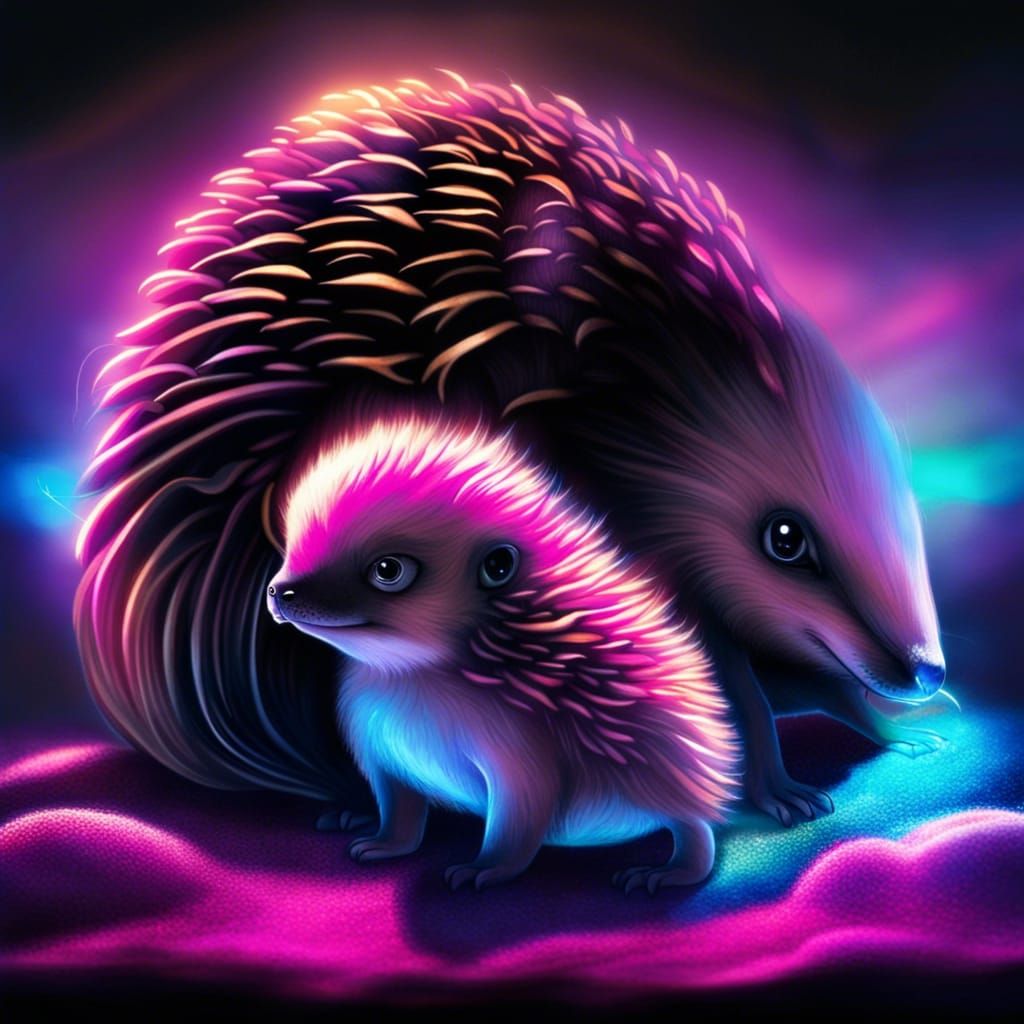 Echidna and Puggle Baby in Divine Light
