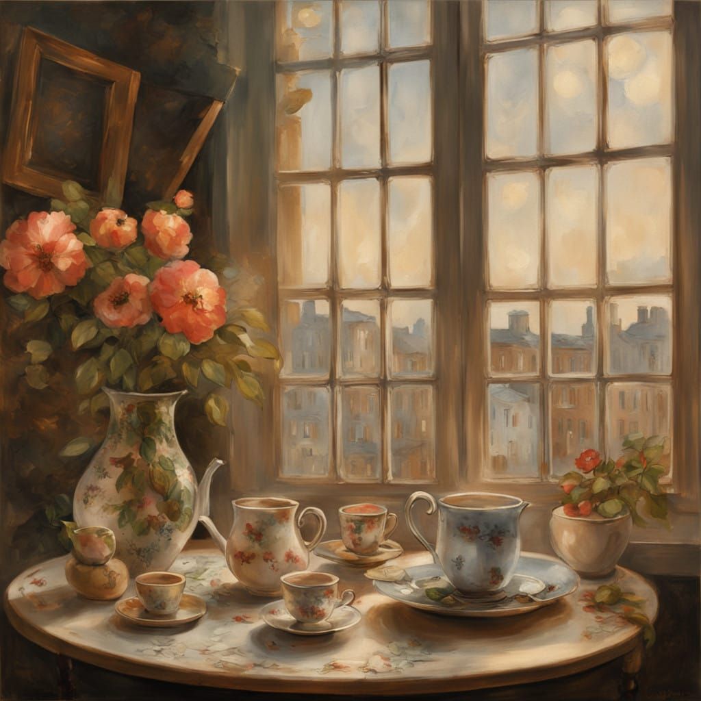 Romantic Cafe Scene at Sunset
