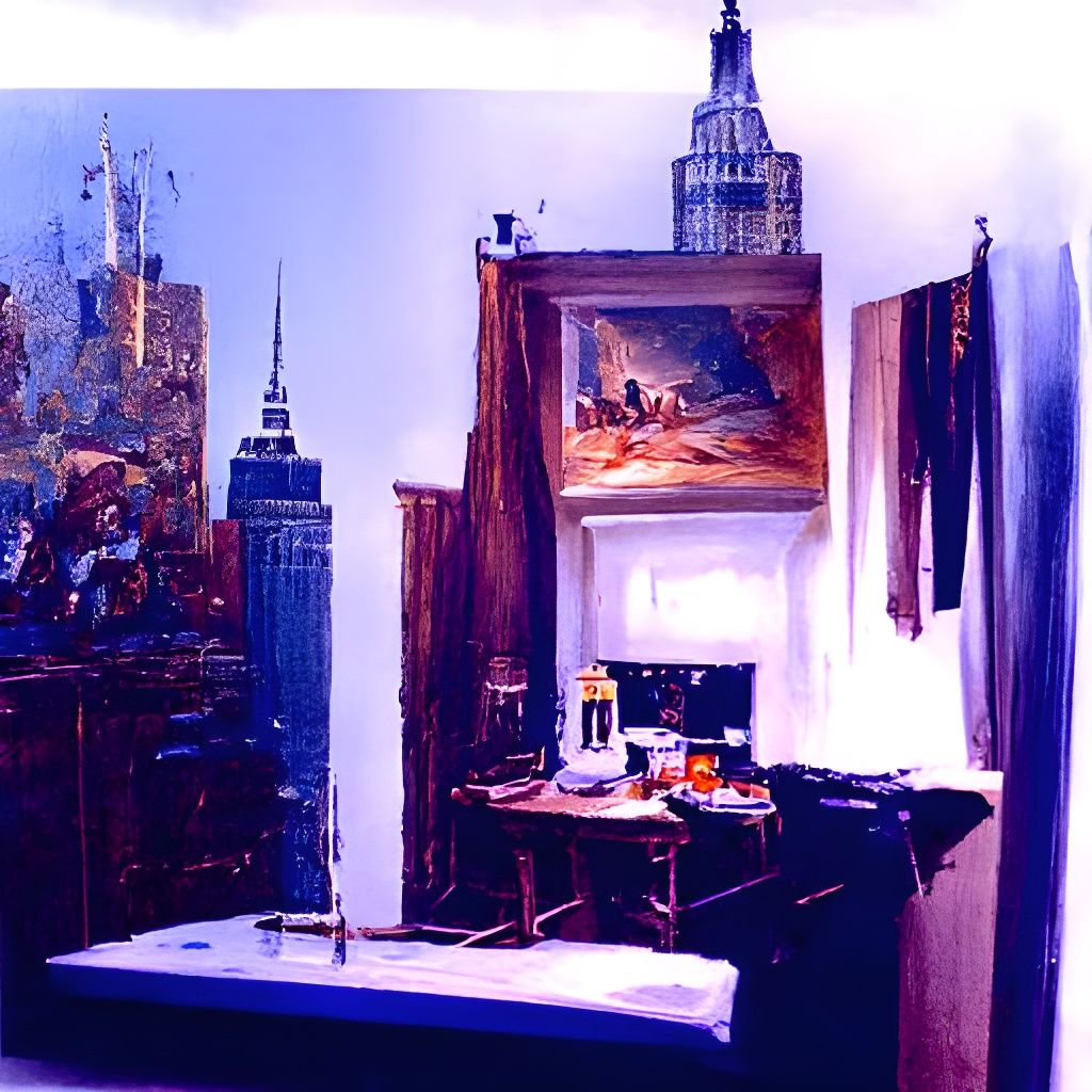 New York Apartment Interior as Oil Painting