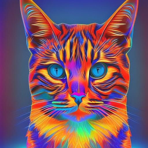 Scarred Tabby Cat in Astral Cosmic Art