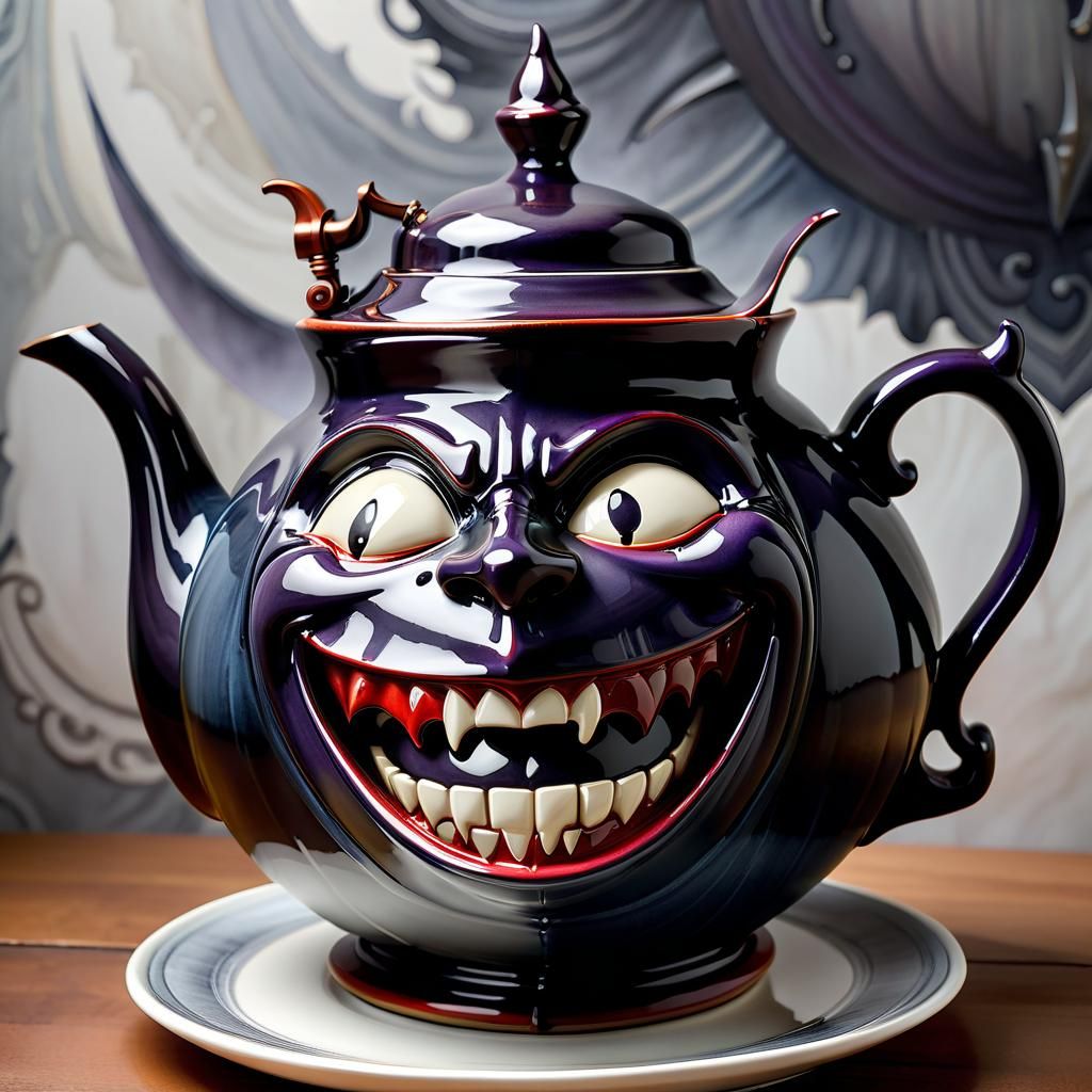 Vampire Teapot: A Watercolor Ceramic Masterpiece