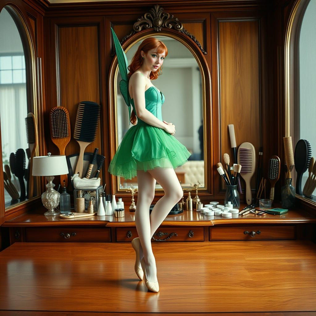 Ethereal Tinkerbell-Inspired Beauty in Whimsical Vanity Scen...