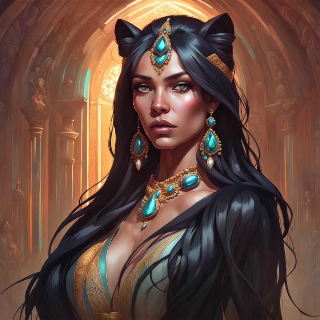 Woman with Panther Eyes: Hyperdetailed Portrait